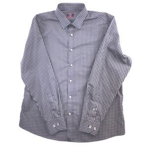 UNTUCKit Mens XL Alberdi Grey Gingham Wrinkle Free Regular Fit Shirt